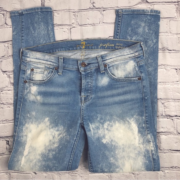 7 For All Mankind Josefina Distressed Skinny Boyfriend Jeans Sz 26 - Picture 12 of 16